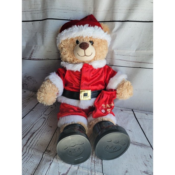 Build A Bear Workshop Tan Teddy Bear Santa Suit Plush Stuffed Animal 17" - Picture 1 of 8